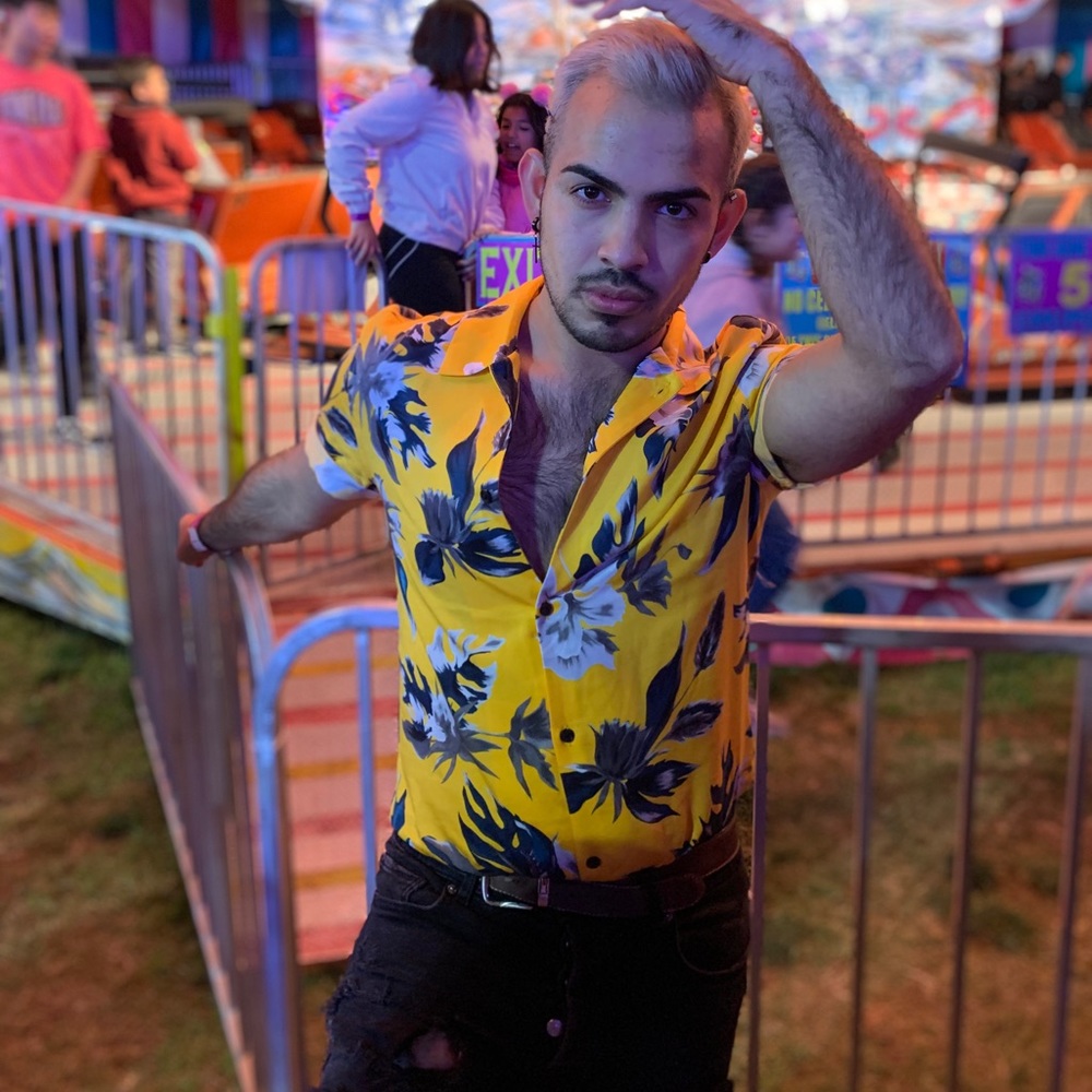 Yellow floral h&m shirt